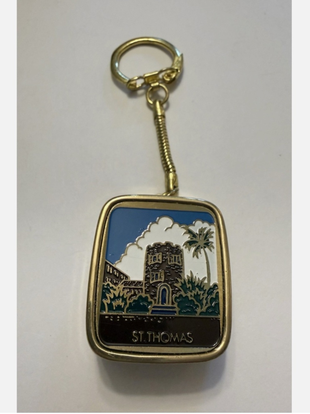Vintage Sankyo St Thomas Caribbean Wind Up Music Keychain - Working